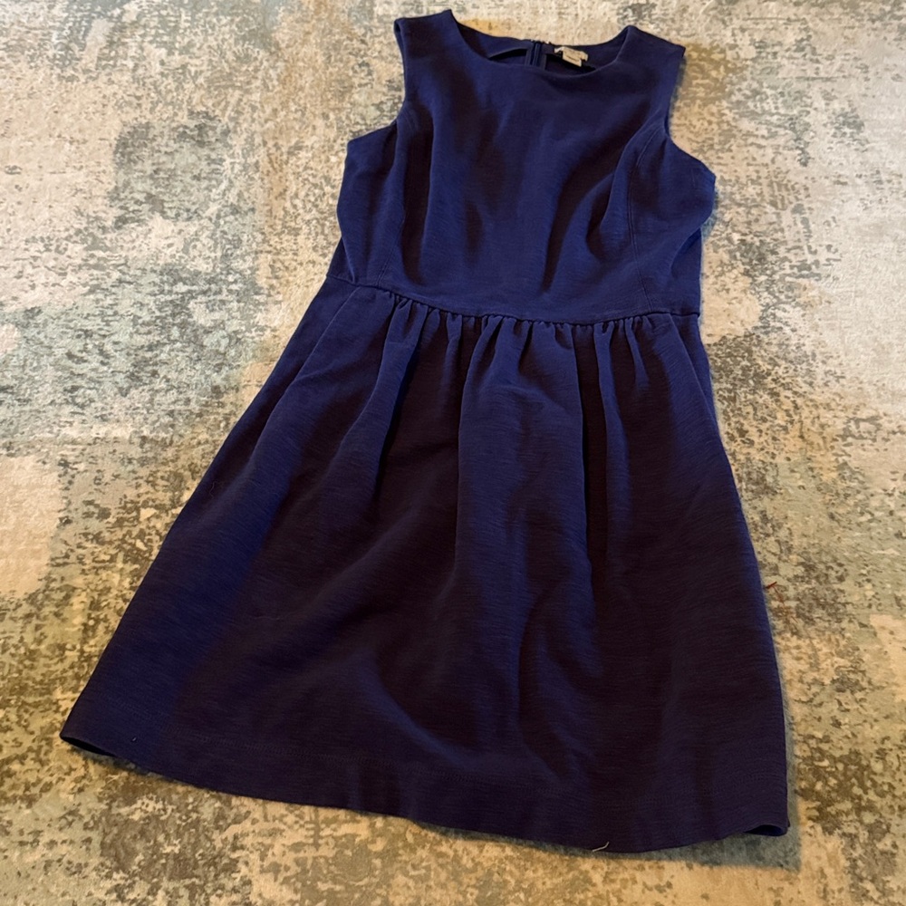 J. Crew Dark Blue Sleeveless Cotton A-Line Dress, Size XS